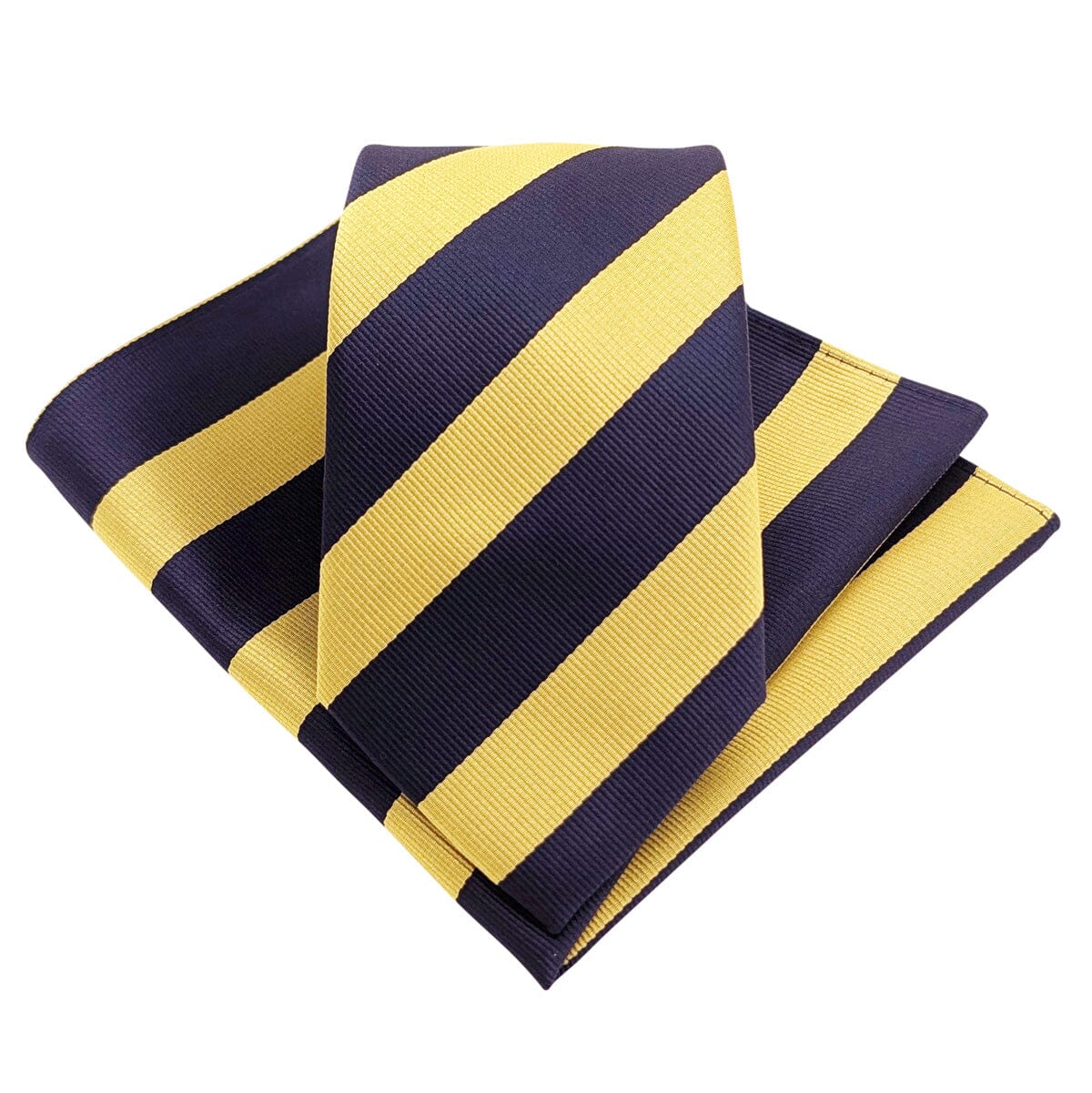 Navy & Yellow Stripe Pocket Square - Wedding Pocket Square - 