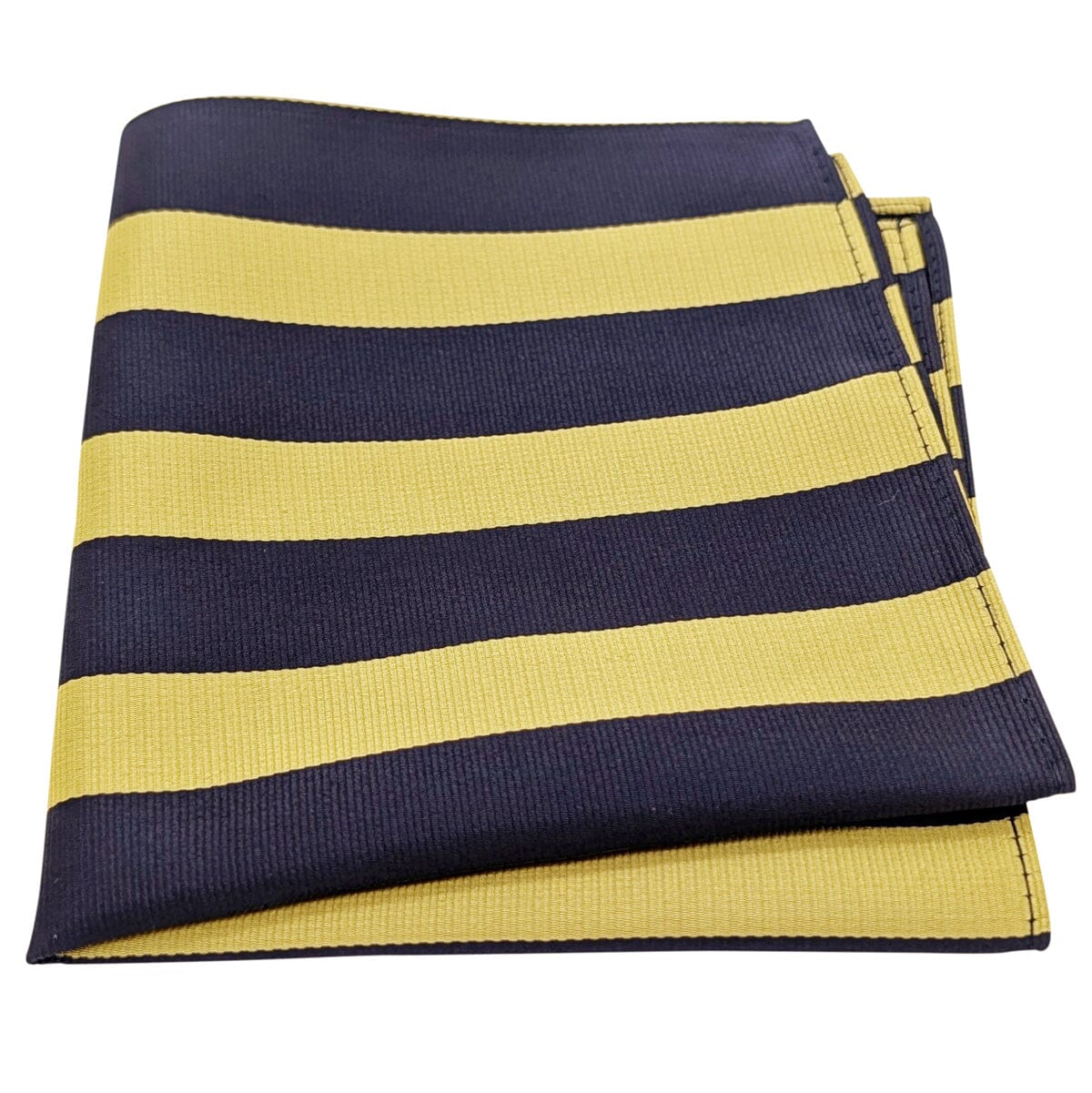 Navy & Yellow Stripe Pocket Square - Wedding Pocket Square - 