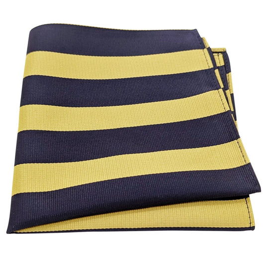 Navy & Yellow Stripe Pocket Square - Wedding Pocket Square - 