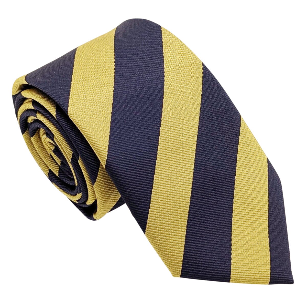 Navy & Yellow Stripe Wedding Tie - Wedding Tie - Polyester Regular Tie Only