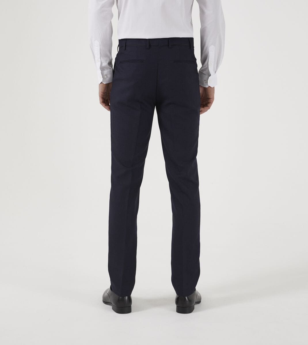 Newman Navy Check Dinner Trousers - Trousers - - THREADPEPPER