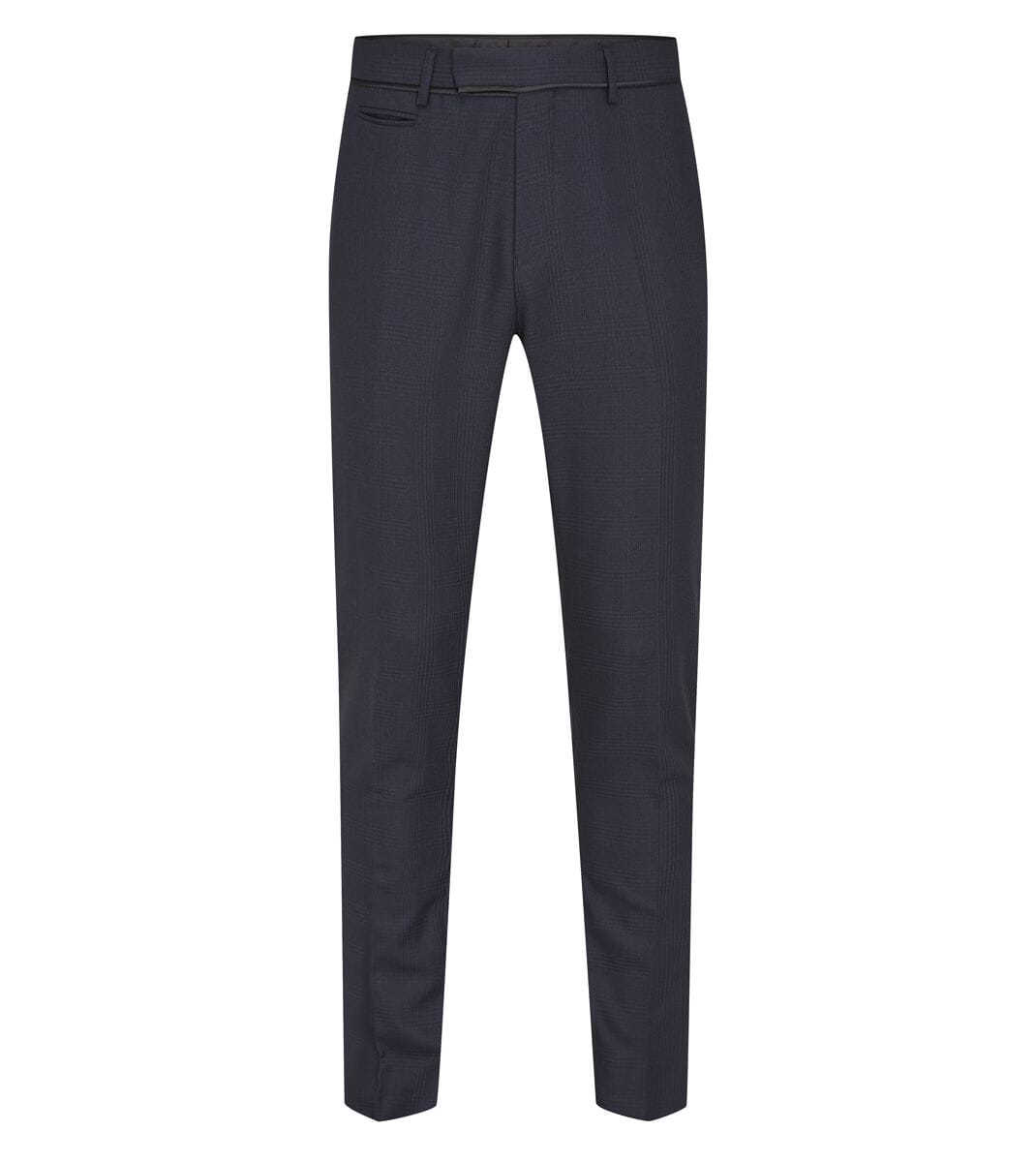 Newman Navy Check Dinner Trousers - Trousers - - THREADPEPPER