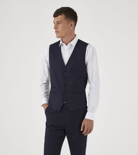 Newman Navy Check Dinner Waistcoat - Waistcoats - 36R - THREADPEPPER