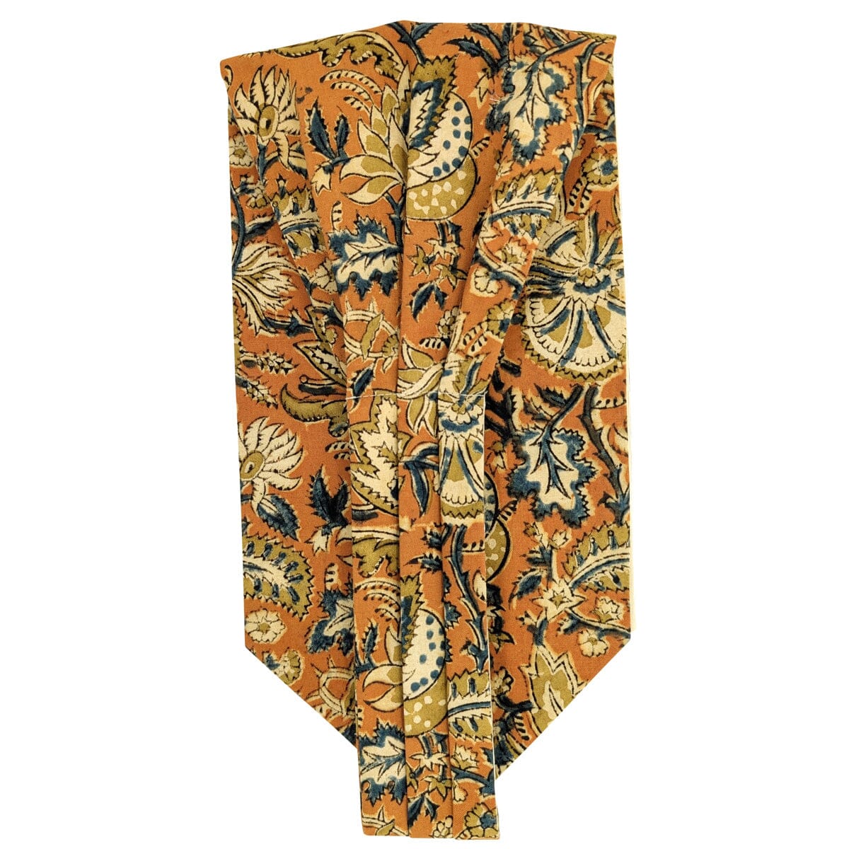 Orange Paisley Hand-Printed Cotton Cravat - Cravats - 