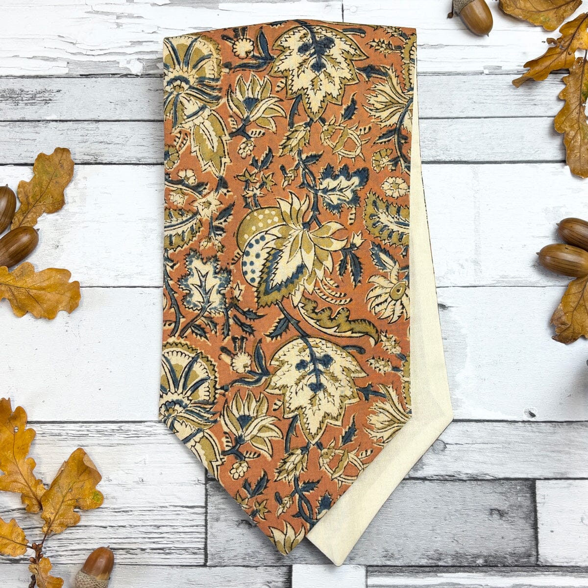 Orange Paisley Hand-Printed Cotton Cravat - Cravats - 
