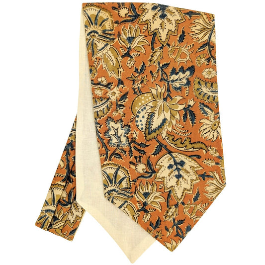 Orange Paisley Hand-Printed Cotton Cravat - Cravats - 