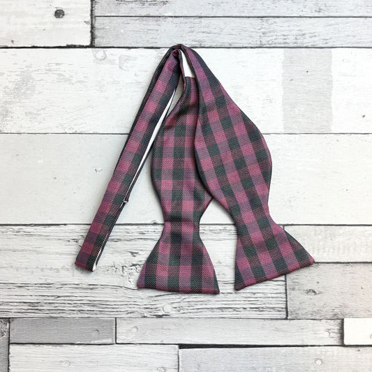Pink & Green Gingham Silk Bow Tie - Bow Ties - 