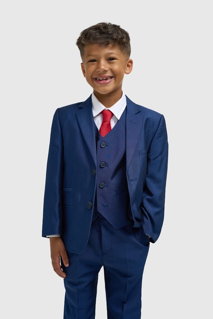 Plain Blue Boy's 3 Piece Suit - STOCK CLEARANCE - Blazers & Jackets Sale - 
