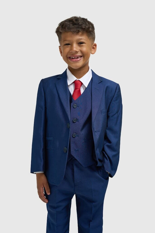 Plain Blue Boy's 3 Piece Suit - STOCK CLEARANCE - Blazers & Jackets Sale - 