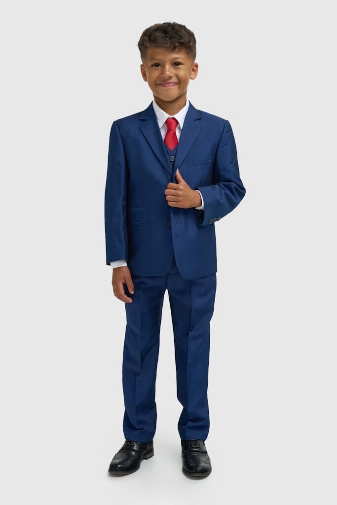 Plain Blue Boy's 3 Piece Suit - STOCK CLEARANCE - Blazers & Jackets Sale - 