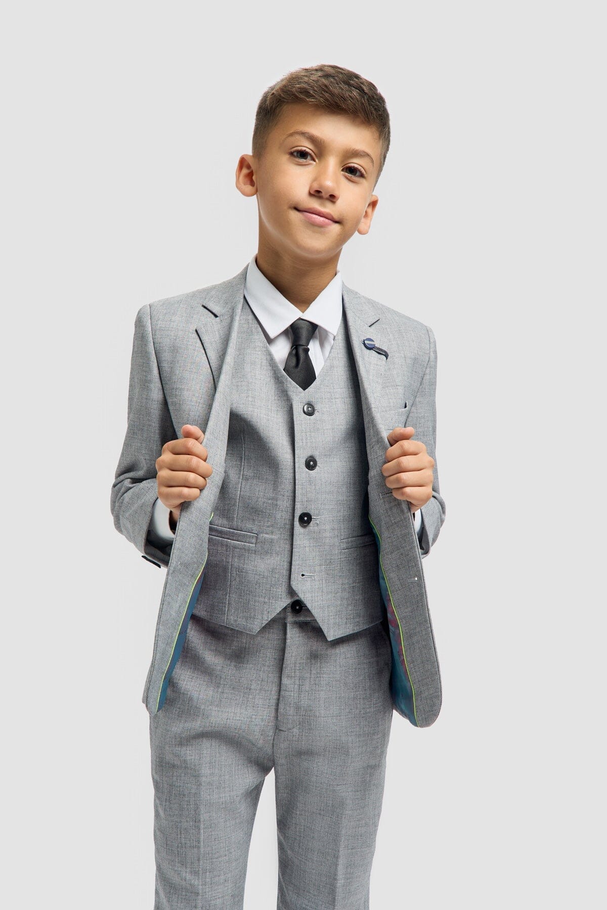Plain Grey Boys 3 Piece Suit - STOCK CLEARANCE - Blazers & Jackets Sale - 