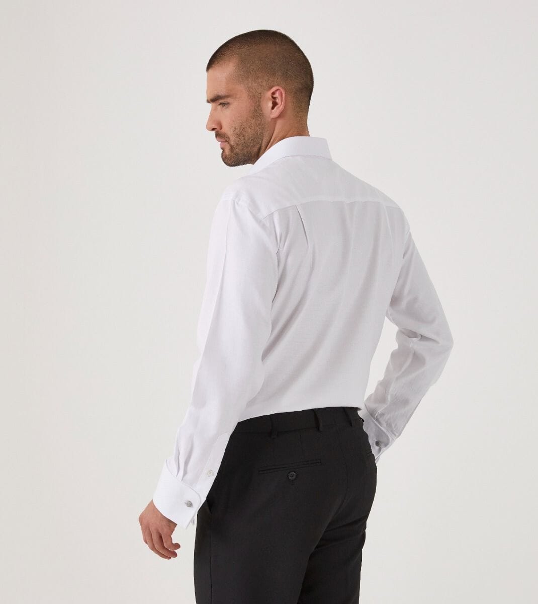 Premium White Dobby Cotton Dress Shirt - Shirts - - THREADPEPPER