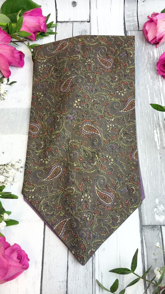 Brown & Purple Paisley Combed Cotton Cravat