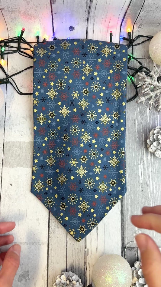 Blue Christmas Stars & Snowflakes Cravat