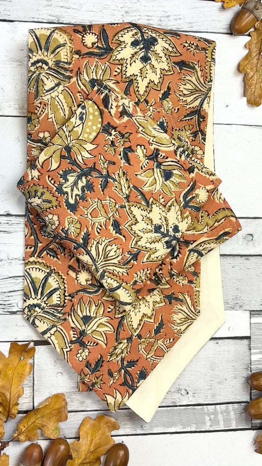 Orange Paisley Hand-Printed Cotton Cravat