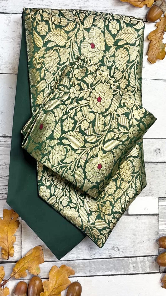 Green & Gold Silk Brocade Cravat