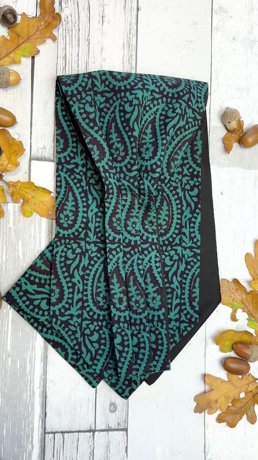 Bottle Green Hand-Printed Cotton Cravat