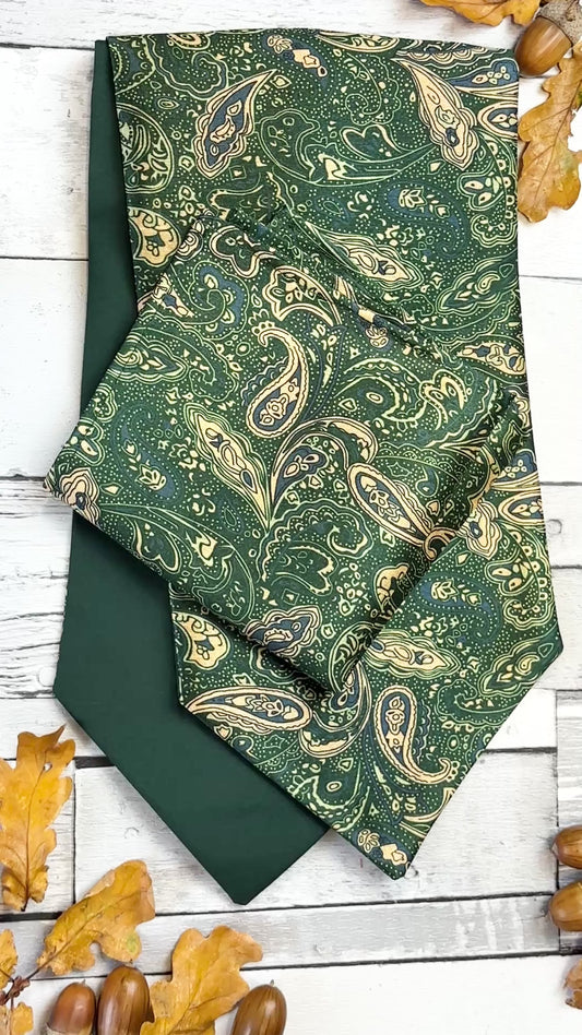 Bottle Green Paisley Vegan Silk Cravat