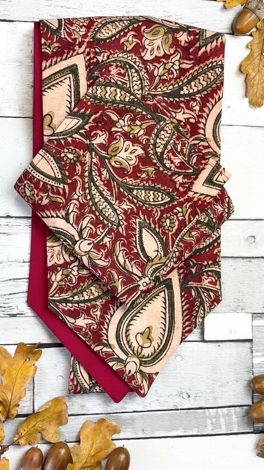 Claret Hand-Printed Cotton Cravat