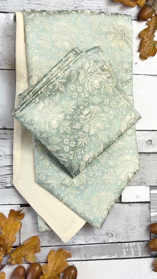 Duck Egg Silk Brocade Cravat