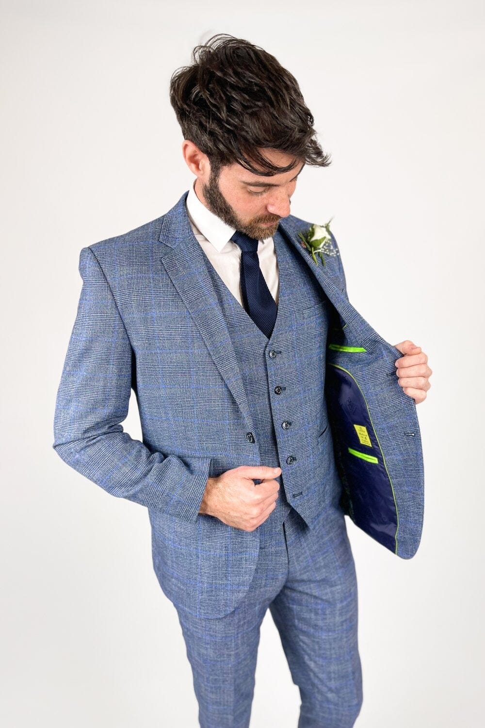 Prince of Wales Blue Check Waistcoat - STOCK CLEARANCE - Waistcoats Sale - 