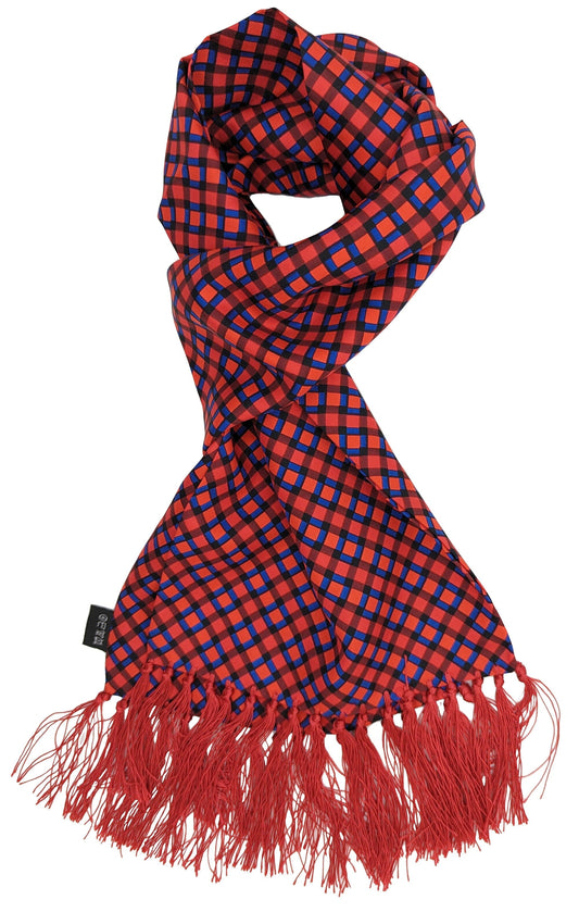 Red & Blue Diamond Silk Scarf - Scarves - - THREADPEPPER