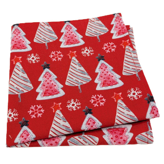 Red Christmas Trees Pocket Square - Handkerchiefs - 