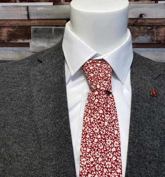 Red Climbing Rose Tie - Ties - - THREADPEPPER