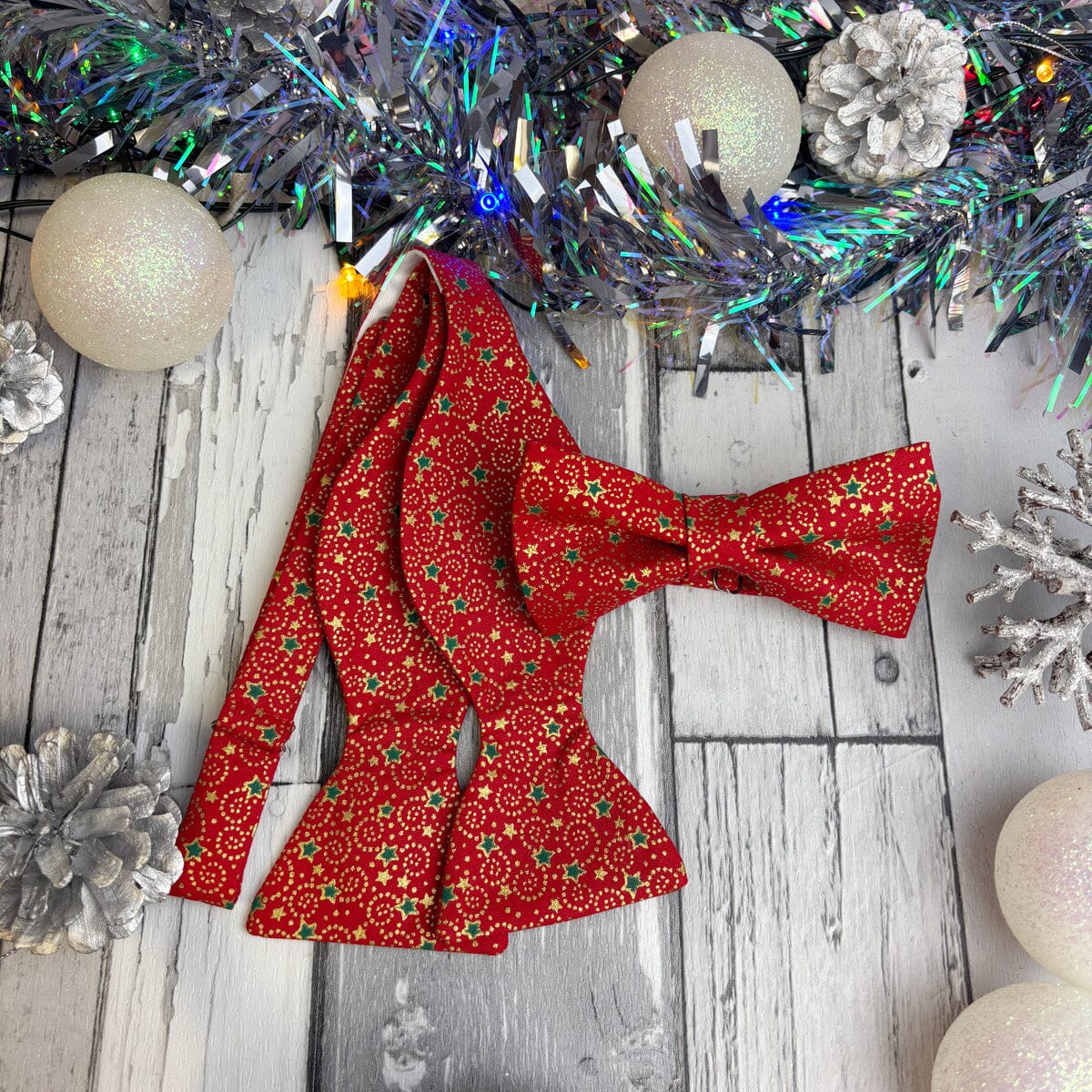 Red & Gold Christmas Swirls Bow Tie - Bow Ties - 