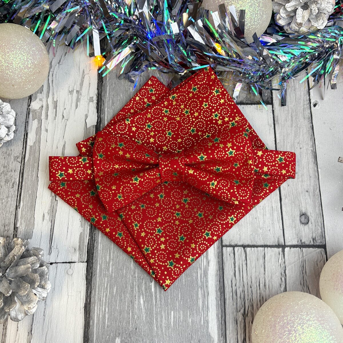 Red & Gold Christmas Swirls Bow Tie - Bow Ties - 