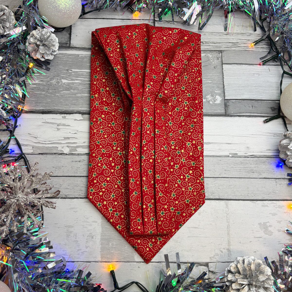 Red & Gold Christmas Swirls Cravat - Cravats - 