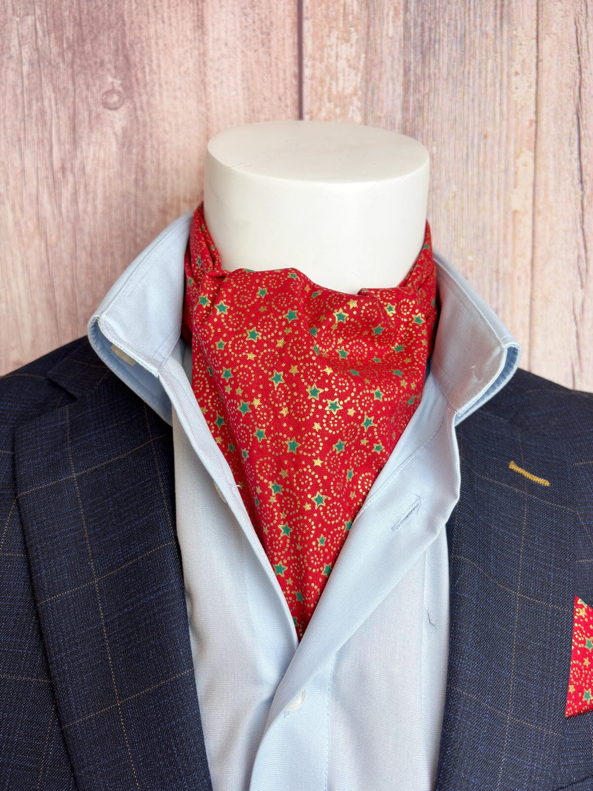 Red & Gold Christmas Swirls Cravat - Cravats - 