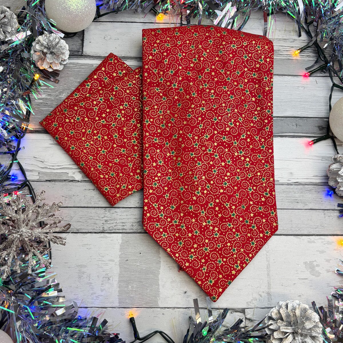 Red & Gold Christmas Swirls Cravat - Cravats - 