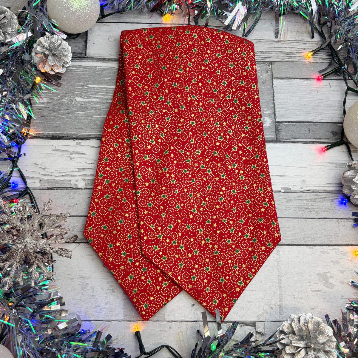 Red & Gold Christmas Swirls Cravat - Cravats - 