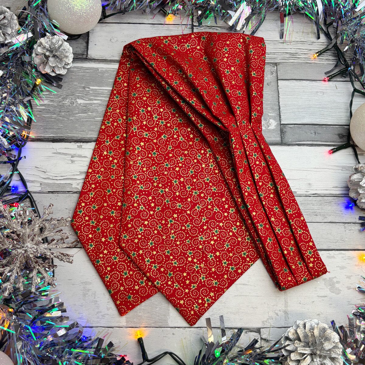 Red & Gold Christmas Swirls Cravat - Cravats - 