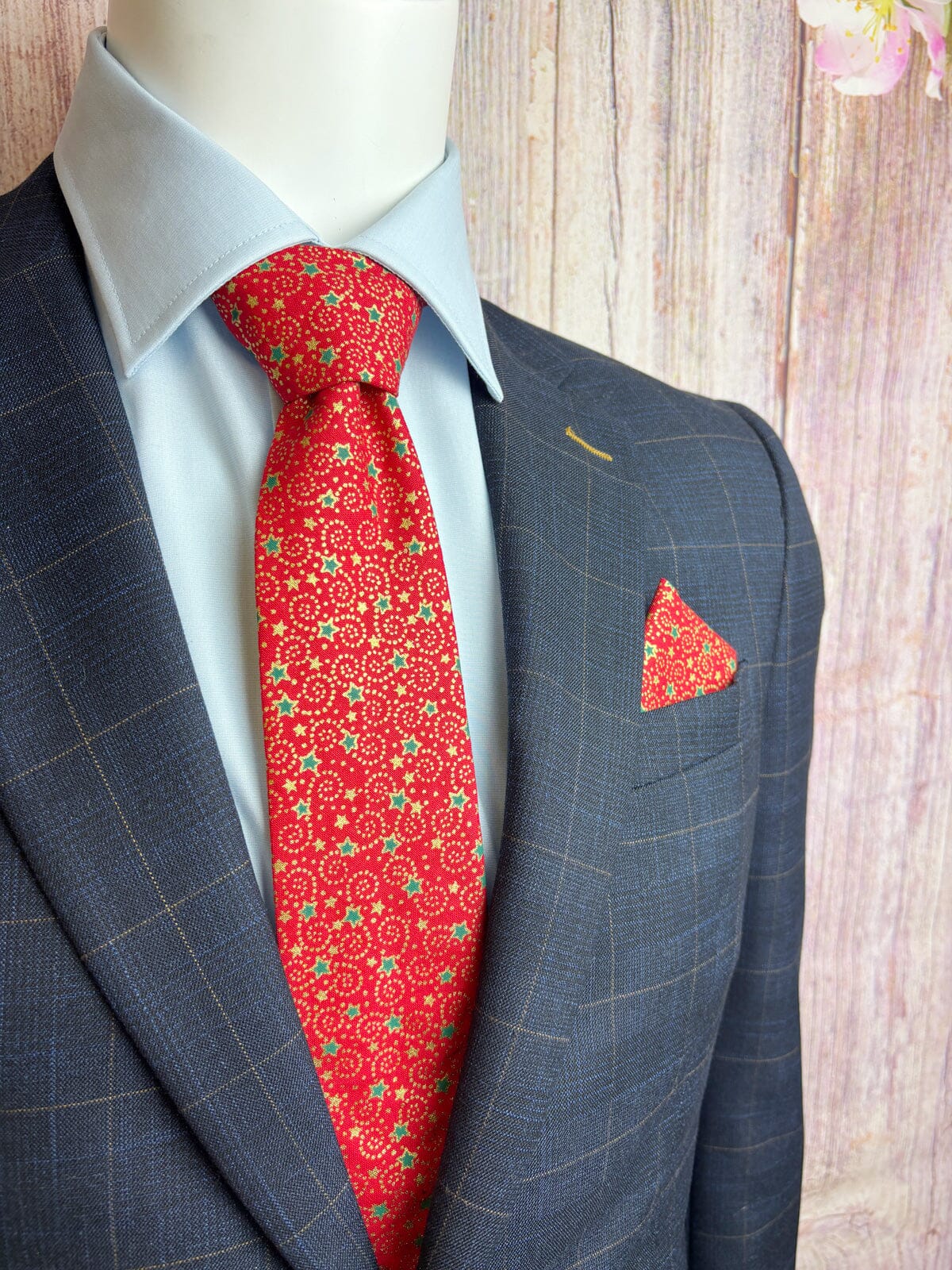 Red & Gold Christmas Swirls Tie - Ties - 