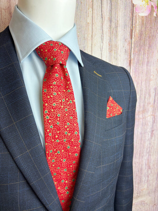 Red & Gold Christmas Swirls Tie - Ties - 
