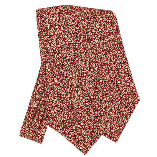 Red & Gold Holly Leaves Cravat - Cravats - 