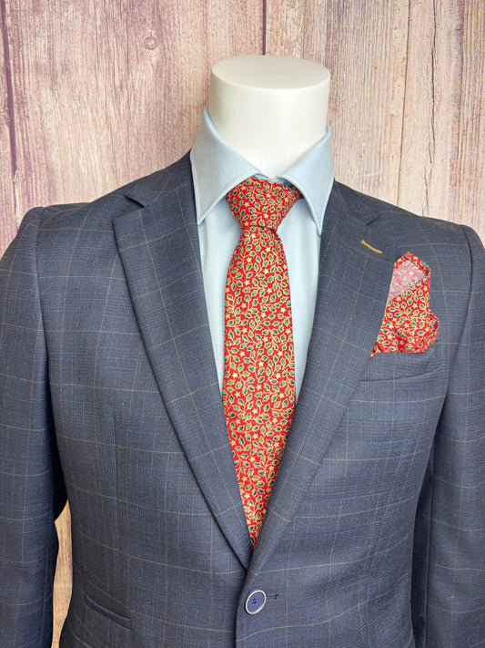 Red & Gold Holly Leaves Tie - Ties - 