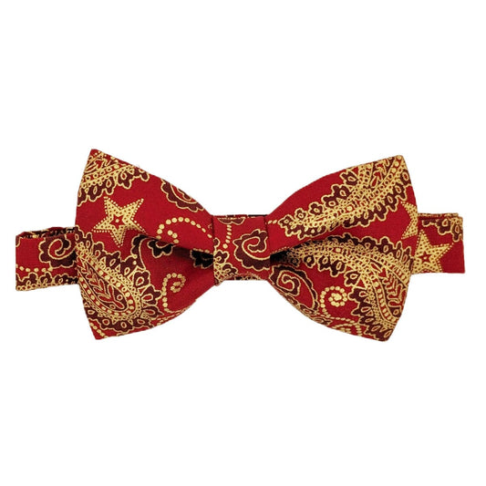 Red & Gold Paisley Bow Tie - Bow Ties - Pre-Tied 