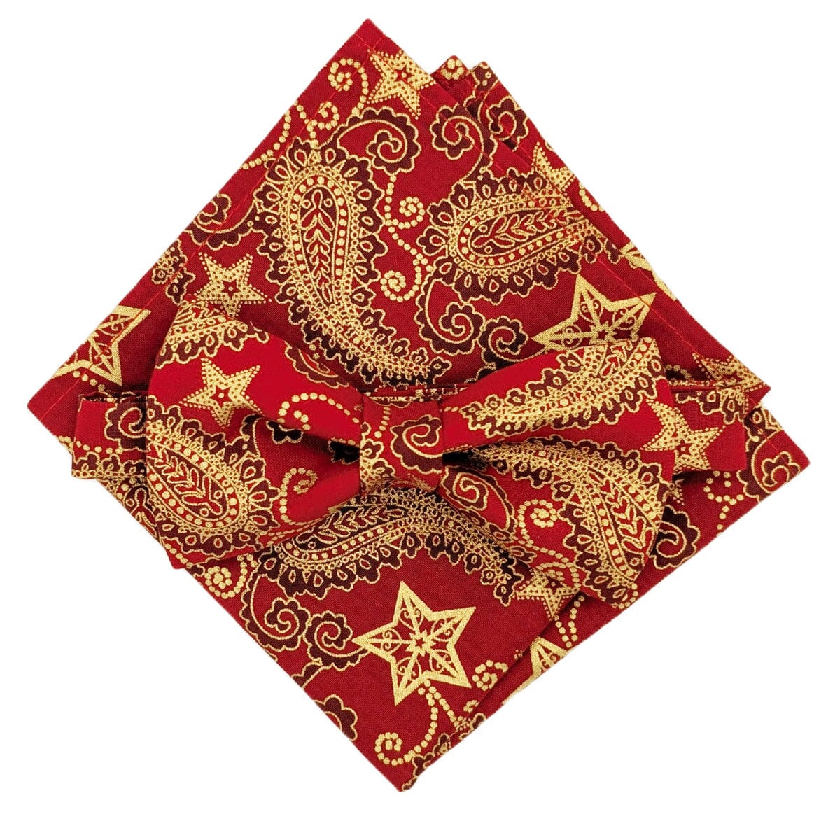 Red & Gold Paisley Pocket Square - Handkerchiefs - 