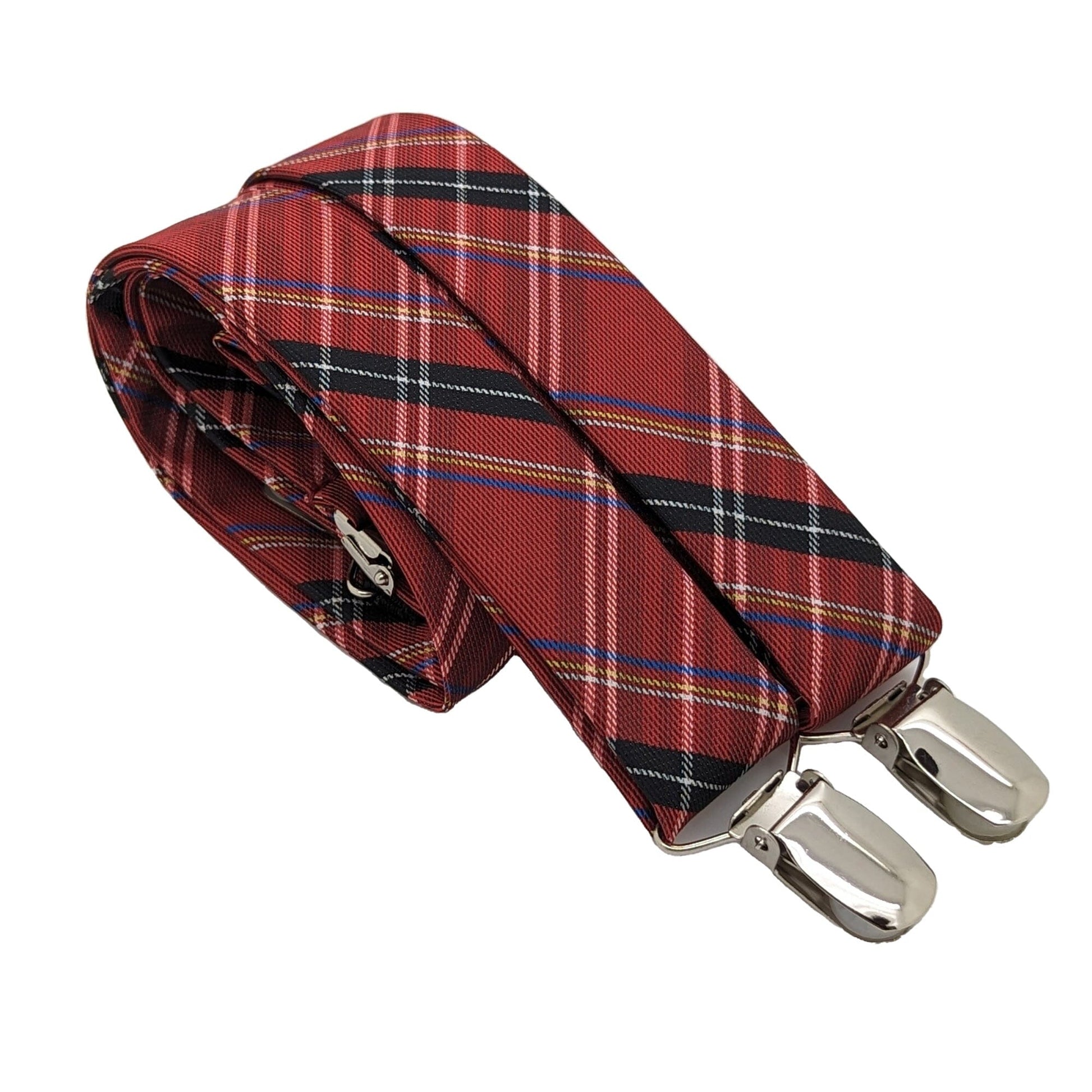 Red Tartan Clip Braces - Braces - - THREADPEPPER