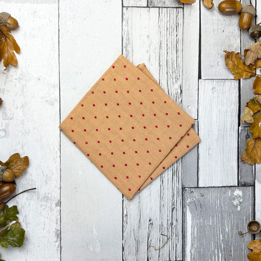 Red Woven Spots Cotton Pocket Square - Handkerchiefs - 