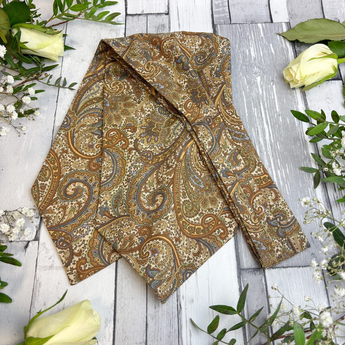 Retro Paisley Cotton Cravat - Cravats - Beige No 