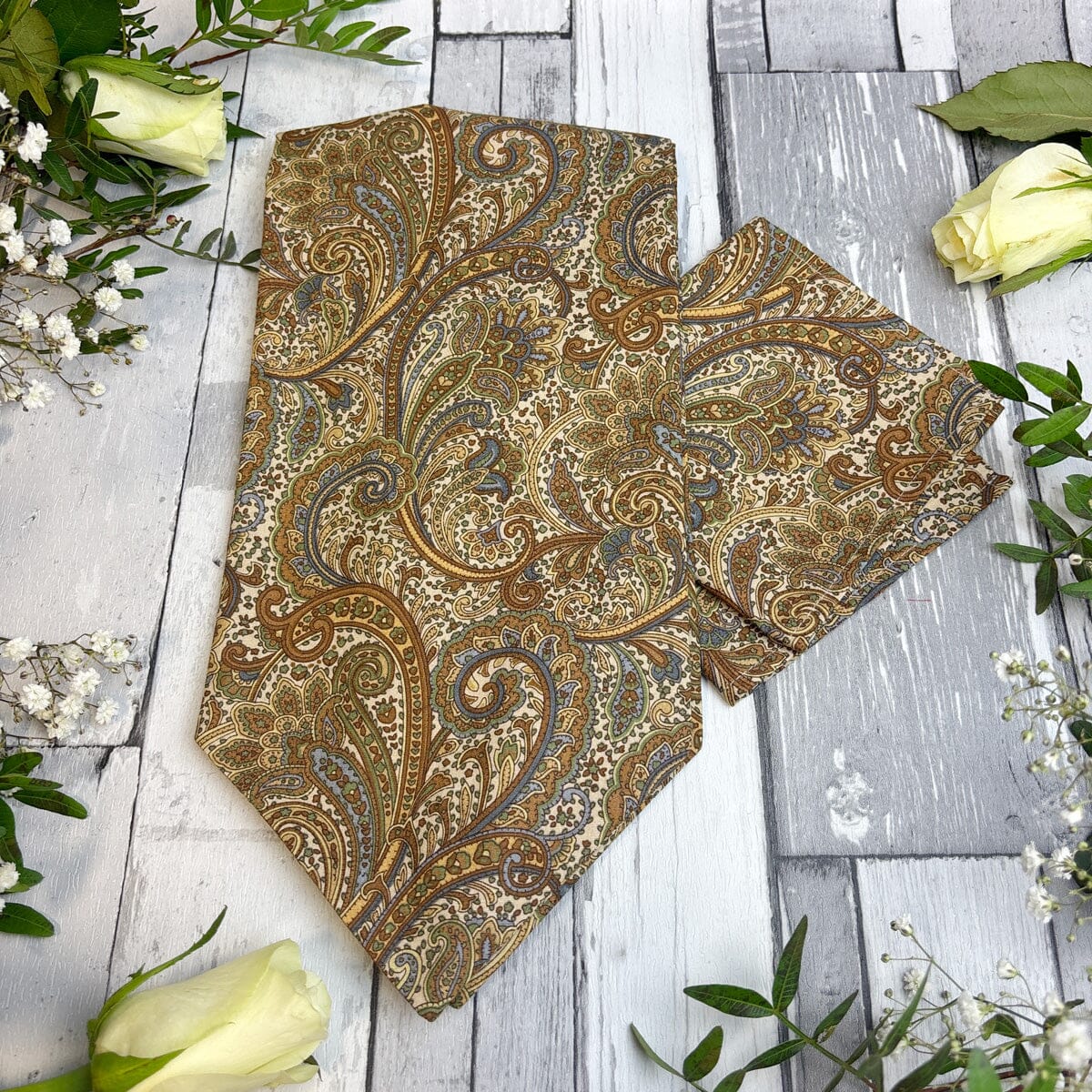 Retro Paisley Cotton Cravat - Cravats - Beige Yes 