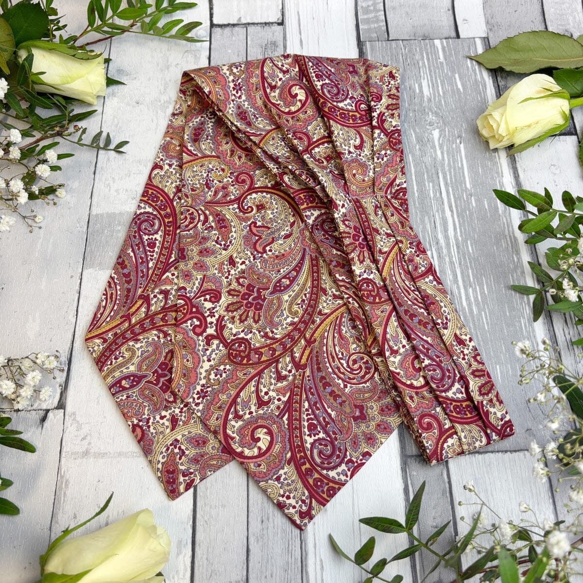 Retro Paisley Cotton Cravat - Cravats - Burgundy No 