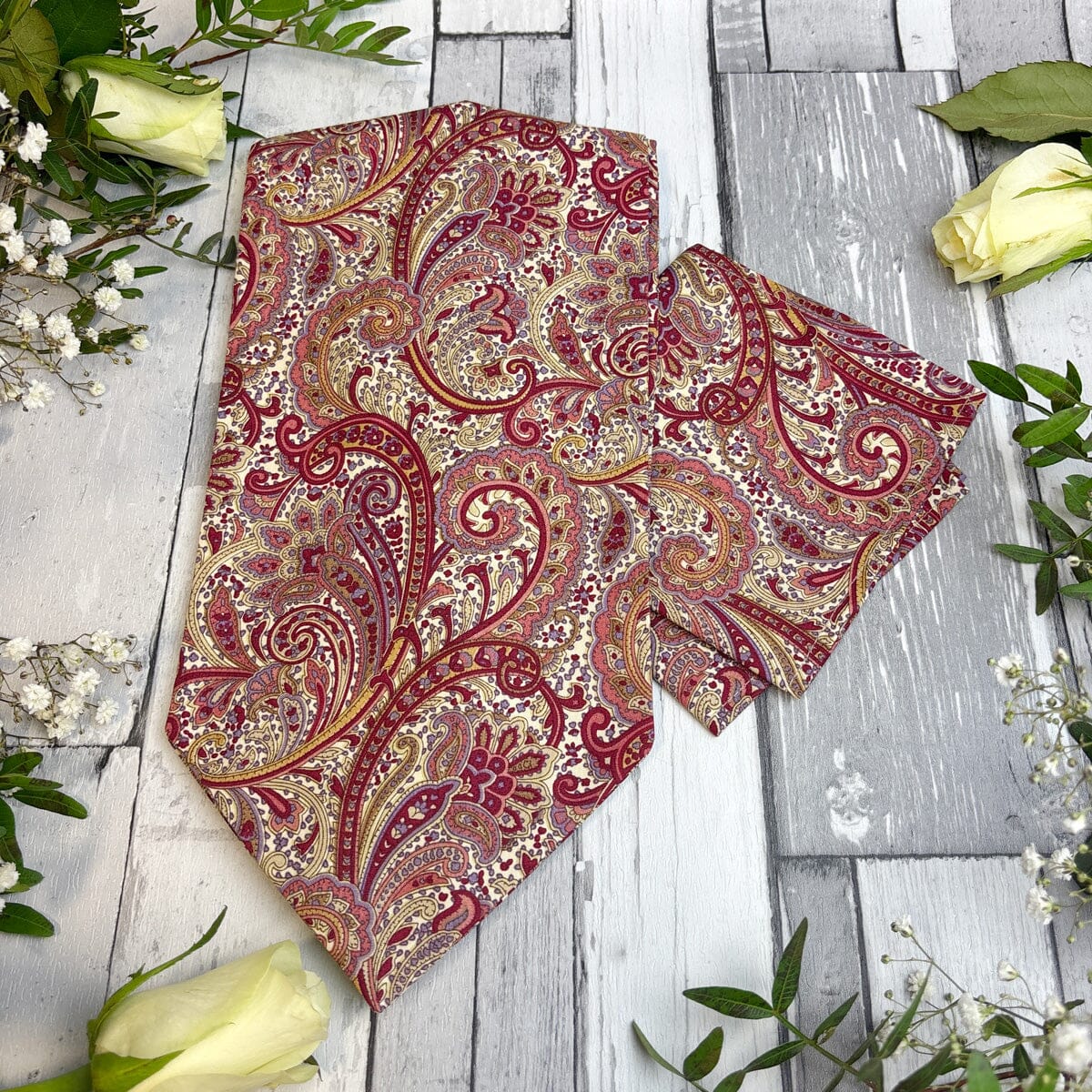 Retro Paisley Cotton Cravat - Cravats - Burgundy Yes 