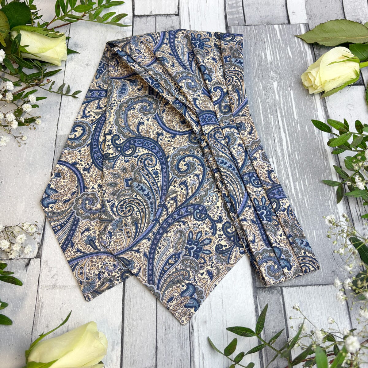 Retro Paisley Cotton Cravat - Cravats - Navy No 