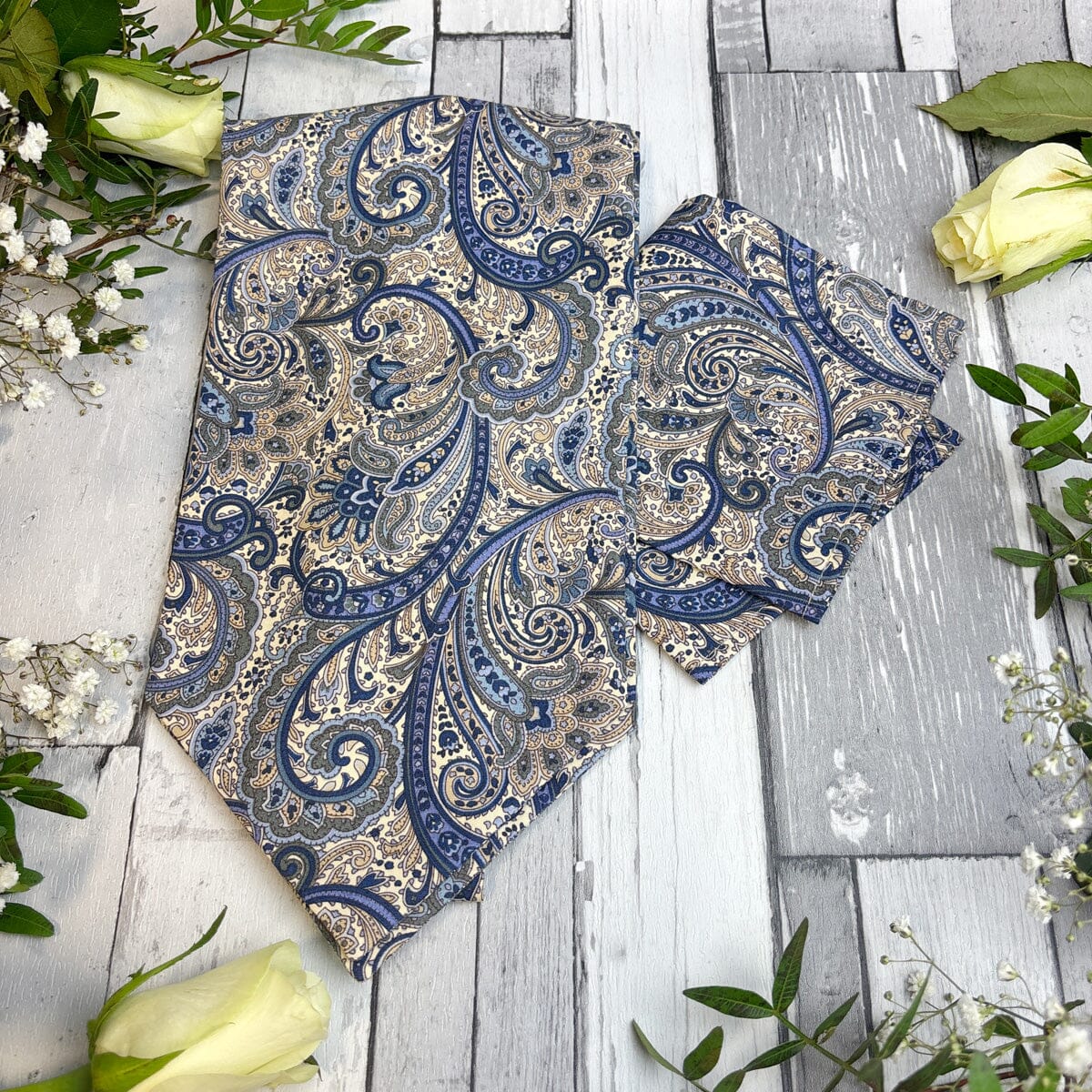 Retro Paisley Cotton Cravat - Cravats - Navy Yes 