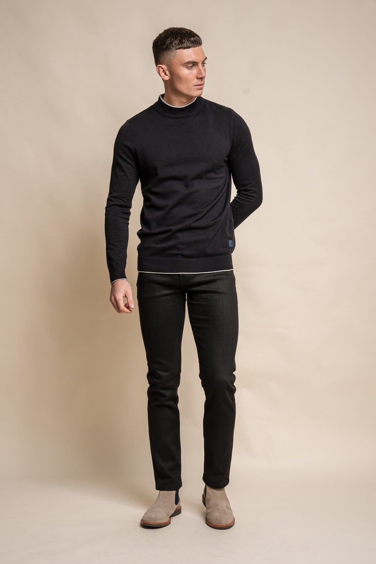 Rio Black Turtle Neck Jumper - Jumpers - 